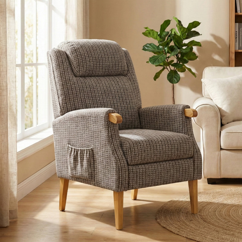 Spinnerstown Upholstered Tweed Armchair, Latte
