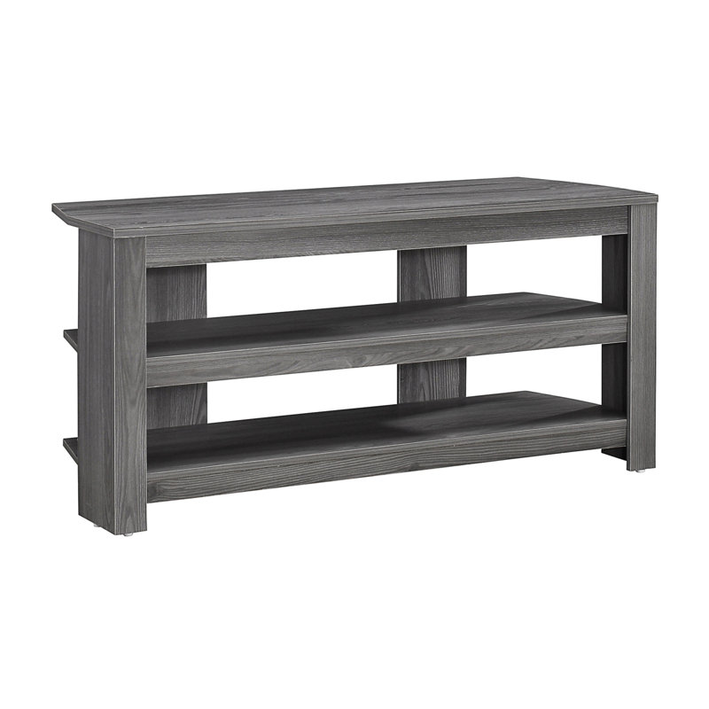 42 Inch Contemporary Grey Tv Console Media Stand For Saving Space In Bedroom Corner Laminate With Center Pedestal And Storage Home Use
