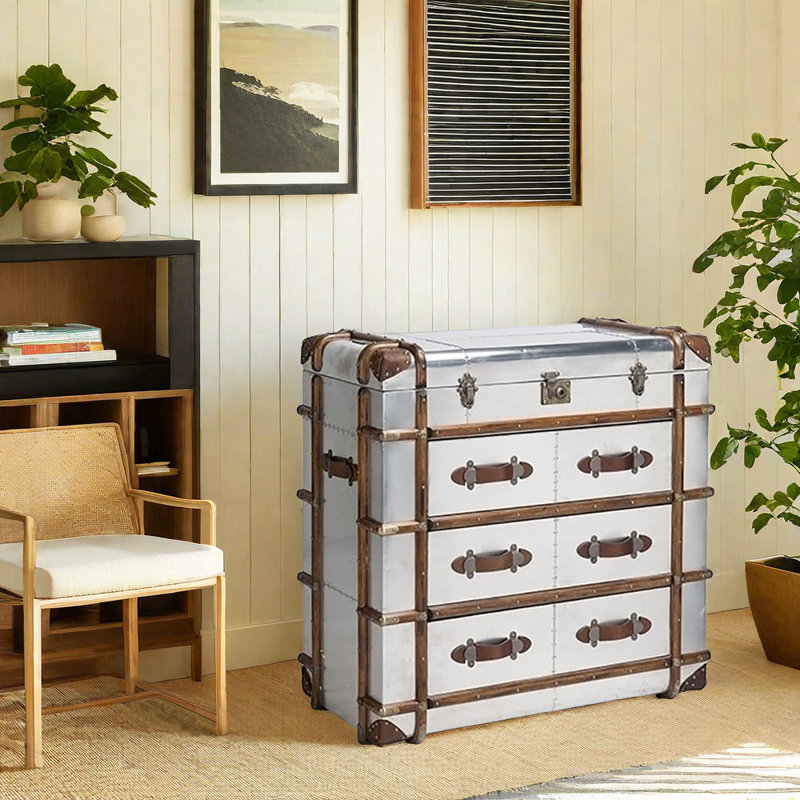 Buffet à tiroirs industriel en aluminium et bois 47,24
