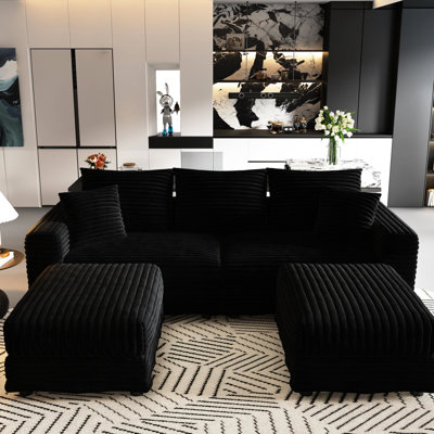 Canapé profond en velours côtelé moelleux de style moderne