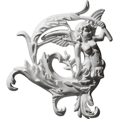 Angel 8.625'' H x 8.25'' W x 0.875'' D Urethane Onlay Scroll