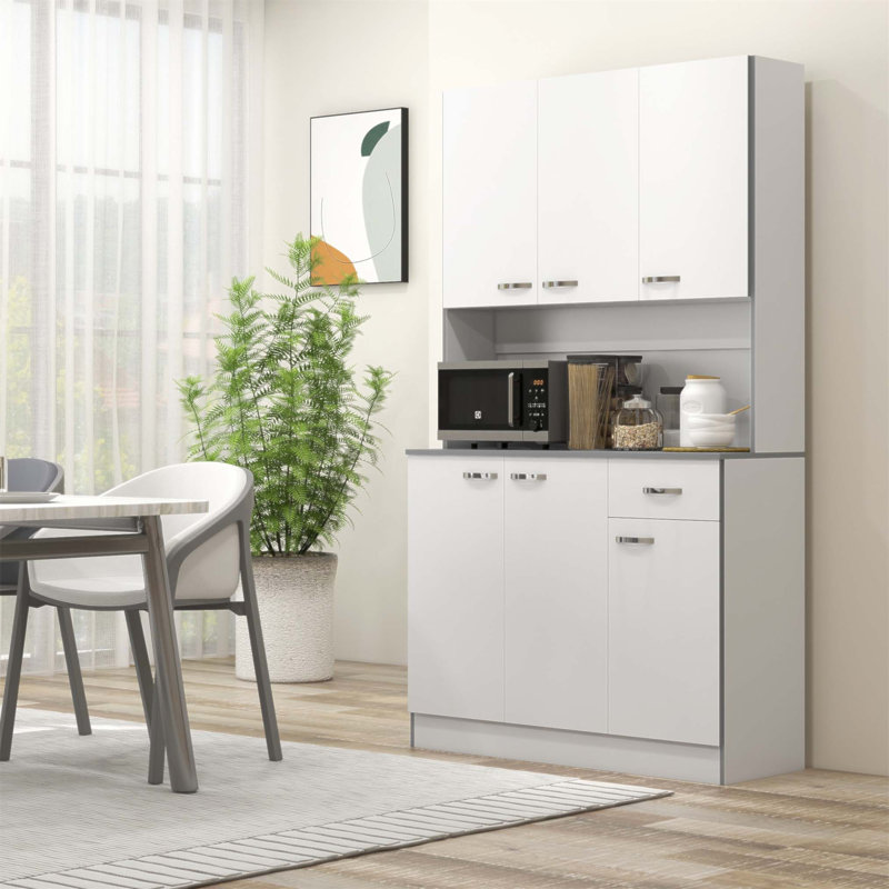 Buffet de cuisine 71 pouces autoportant moderne avec rangement et amplement de rangement pour vaisselle, casseroles et plus