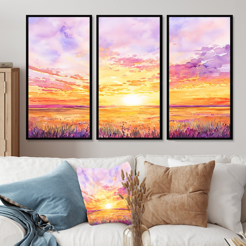 «Lubbock Meadows At Sunset - Texas», ensemble de reproductions d'art mural, H 40 po x l 60 po, Noir