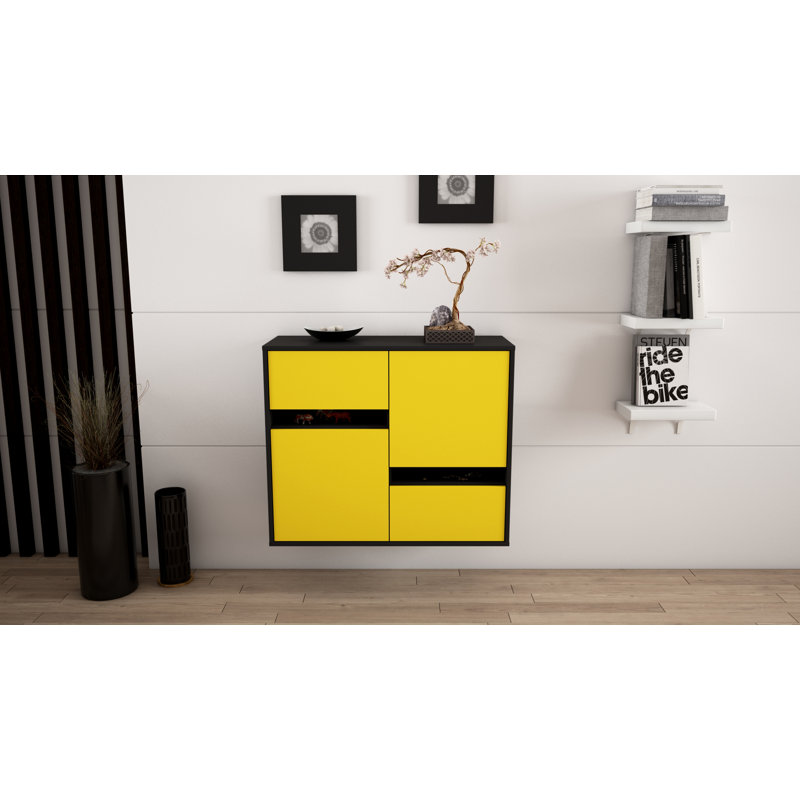 Schulman 92cm Sideboard, Anthracite/Yellow