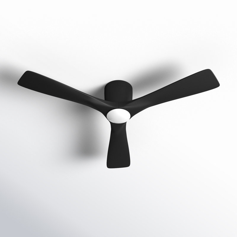 Ventilateur de plafond à DEL à 3 pales 48 po avec commande murale et ensemble d'éclairage inclus Volos, Noir satiné