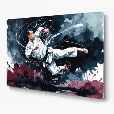 Art mural gris en métal Sports Karate