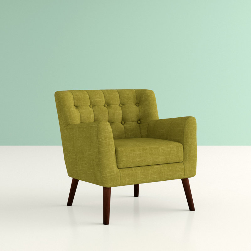 Fauteuil capitonné en polyester l 32 po Barbro, Vert