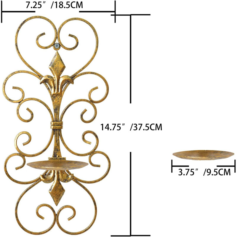 Applique murale en métal 14,75 po H