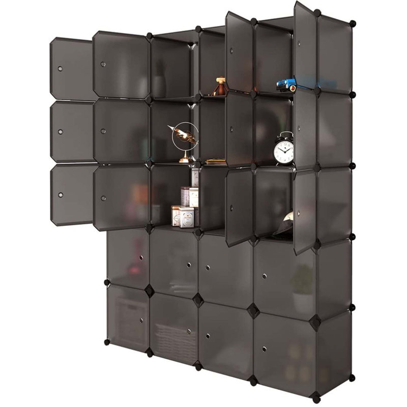 Armoire 20 casiers de rangement empilables en plastique, Brun