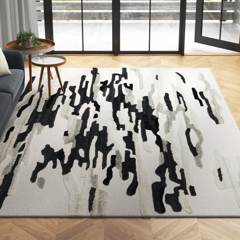 Tapis ivoire / noir Rodeo Drive 858, Rond 6 pi