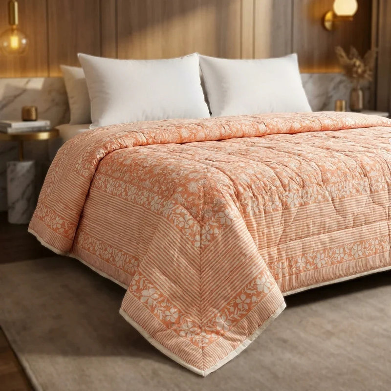 Comforter, Peach Cream Floral, King