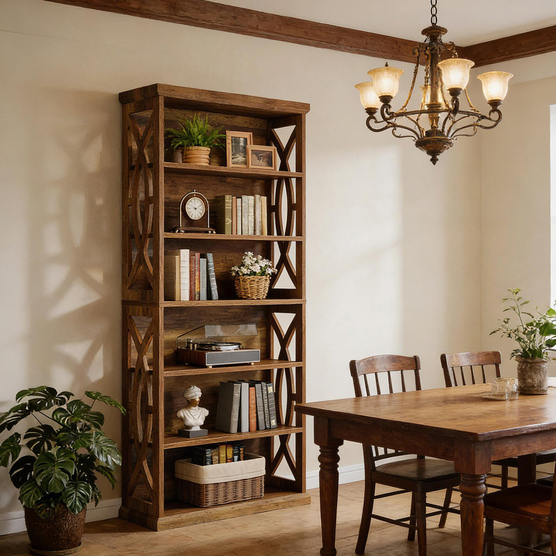 Classic Wooden Bookshelf,Elegant Display Shelves,Sturdy Freestanding Bookcase