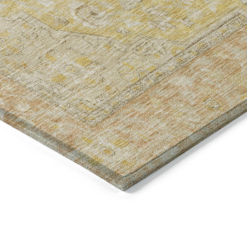 Machine Washable Indoor/Outdoor Claudian ACN1651 Wheat Rug, Runner 2'3" x 7'6"