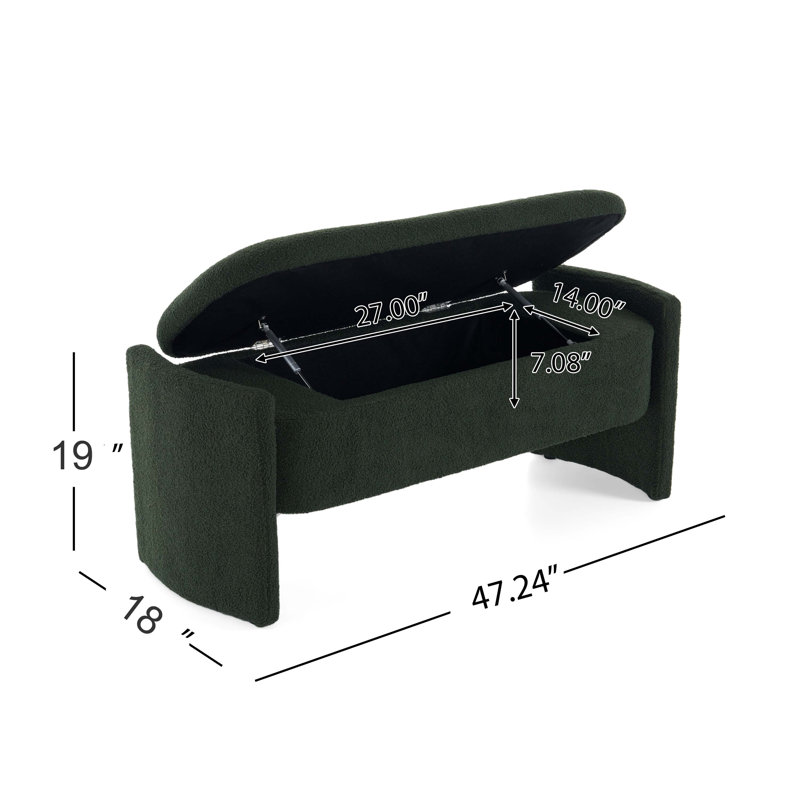Elegant Long Ottoman Bench, Modern Design with Wood Frame and Polyester Upholstery, Dark Green