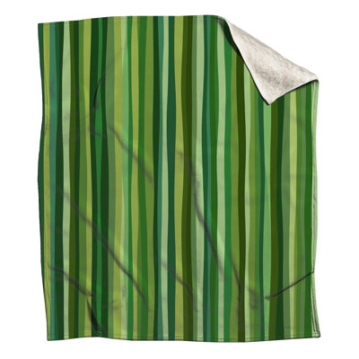Green Stripes Fleece Throw Blanket - Pattern Throws for Sofas or Beds