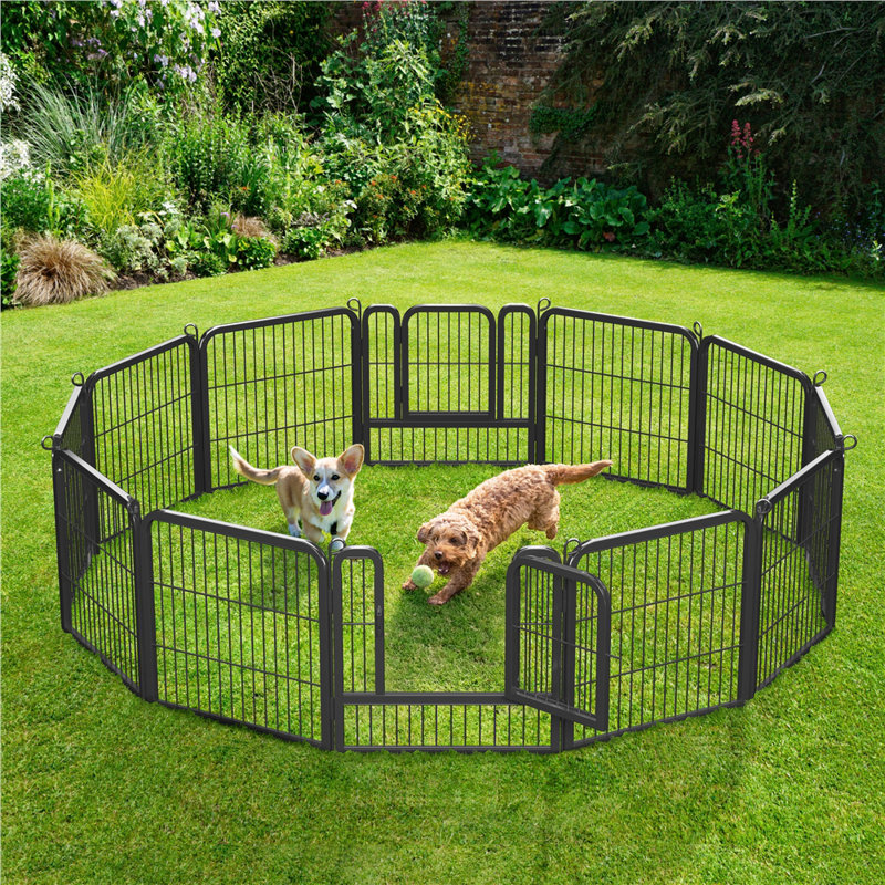 Panel Metal Exercise Pen With Door, 25" H x 25" W x 0.6" D