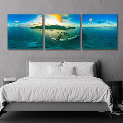 'Seychelles - LaDigue from Rocks' by Epic Portfolio, Acrylic Glass Wall Art, 3 Piece Set