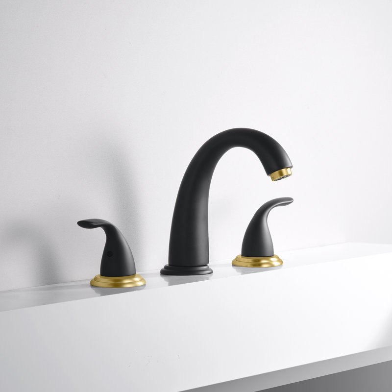 2 Handle Bathroom Roman Tub Faucet, Black/Gold
