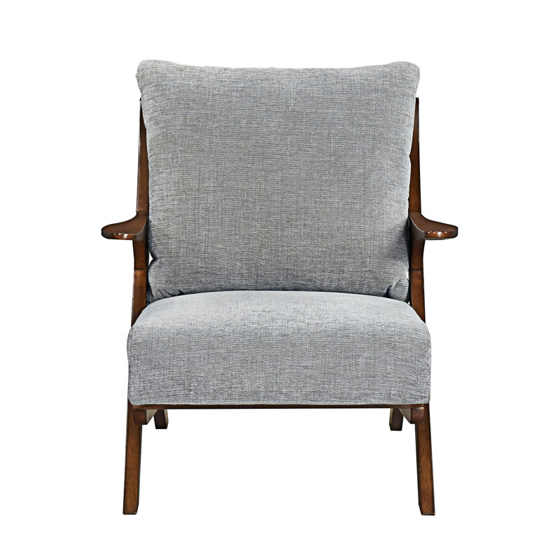 Upholstery Accent Chair Armchair, Gray, Brown Wood