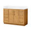 Meuble-lavabo simple 48 po Carrasco en chêne naturel brun avec plateau en pierre de quartz blanc soyeux-398079122-359548204-398079084