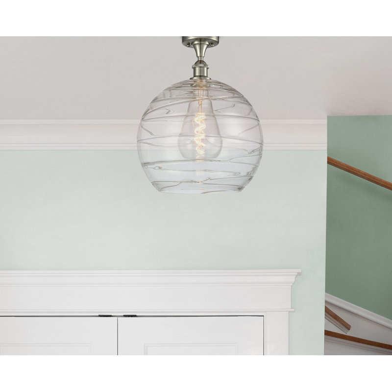 Plafonnier semi-encastré 1 lumière 8 po Anie, Ampoule non incluse, Nickel satiné brossé, H 15 po x l 10 po x P 10 po