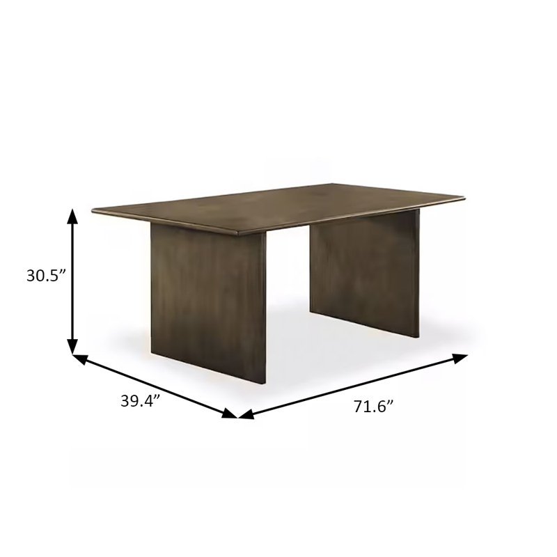Table de salle à manger moderne 71,6 po de style Mid-Century, ton naturel / gris clair