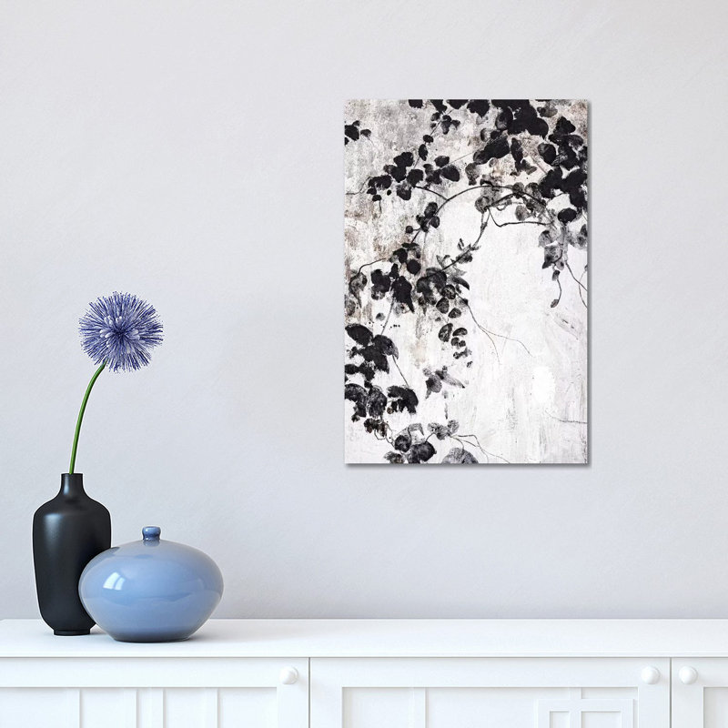 «Black Leaves» par Design Fabrikken, reproduction d'art sur toile tendue, H 18 po x l 12 po x 1,5 po