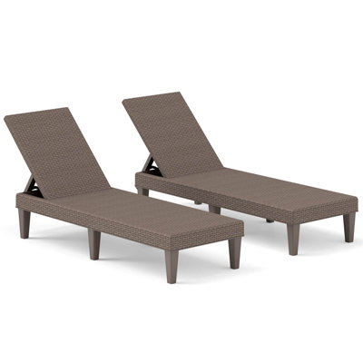 Outdoor Chaise Lounger Chair 3-Position Reclining Chair with Waterproof Rattan