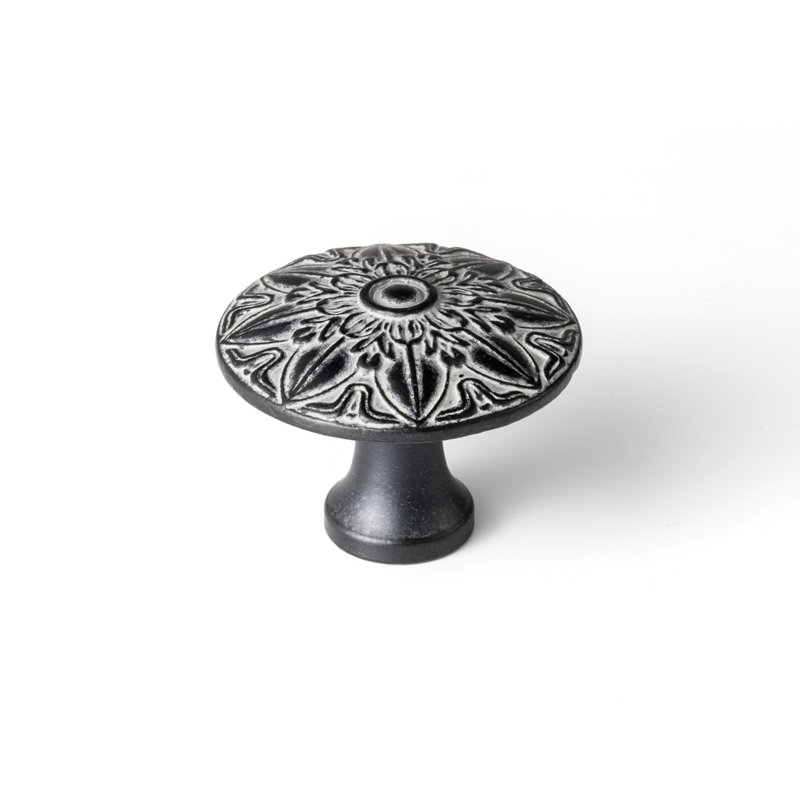 1 1/3" Medieval Retro Style Mushroom Knob, Distressed Black/Cream