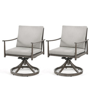 Kashanti 2-Piece Outdoor Swivel Dining Chairs with Cushions