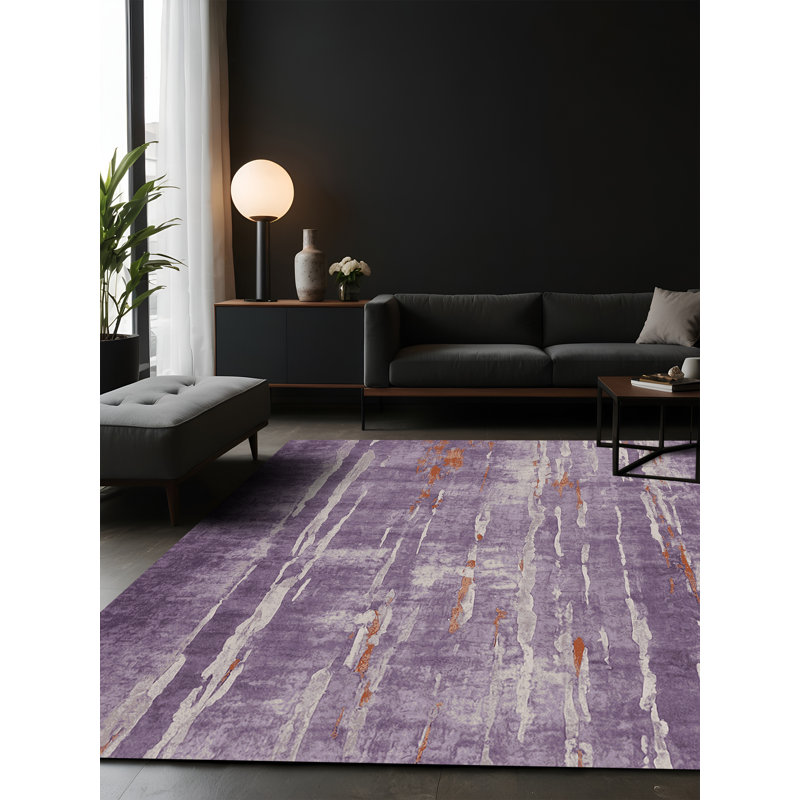 Tapis mauve soyeux et moelleux, Carré 3 pi
