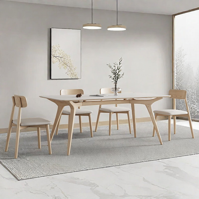Table et chaise minimaliste de style crème, H 29,5 po x L 55,1 po x l 31,4 po