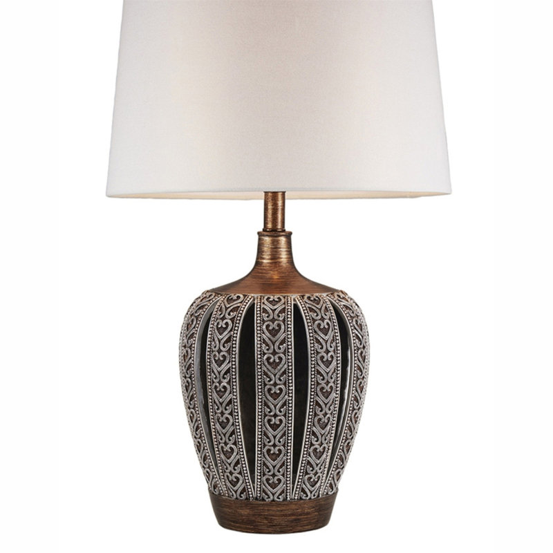 Lampe de table 28 po en polyrésine de grande taille «Everly» avec abat-jour brun