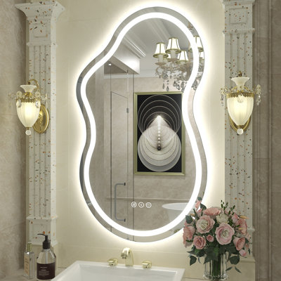 Aevar Asymmetrical LED Lighted Wall Mirror