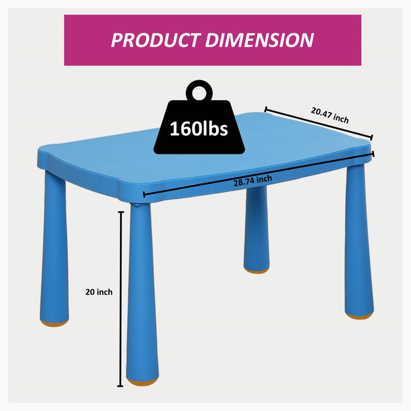 Table pour enfants, table rectangulaire en plastique pour enfants, école, maison, jeu, lecture, jardin d'enfants