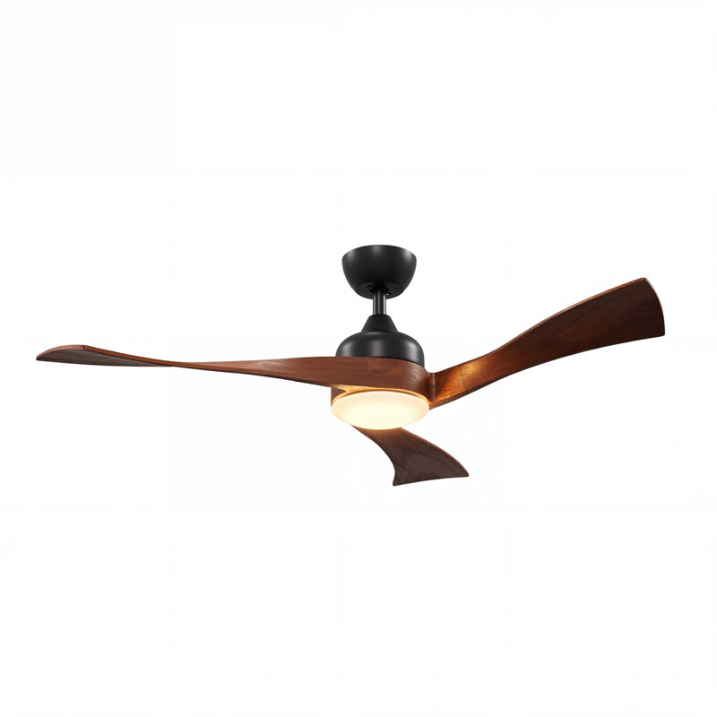 42" W Smart Walnut Ceiling Fan with LED Light & Bluetooth Control