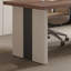 Bureau brun en noyer + blanc beige + bois manufacturé rectangulaire noir + verre-601623108