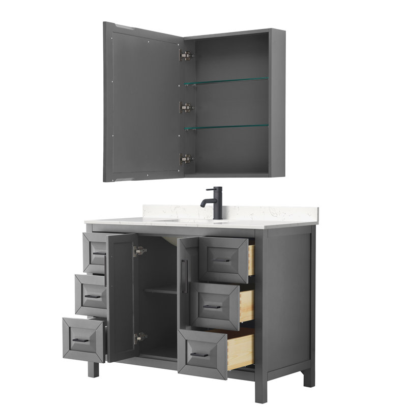Daria 48'' W Vanity, White Cultured Marble, Dark Gray, Polished Chrome