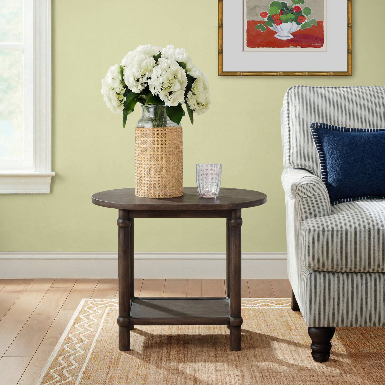 Charnes End Table, Antique Belgium Bleach
