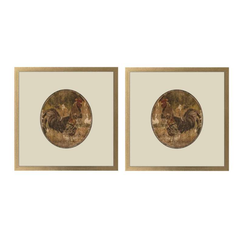«Rustic Rooster», art mural sur toile encadrée - ensemble de 2
