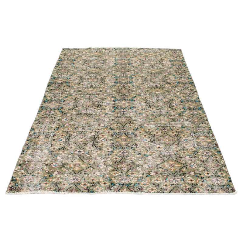 Tapis turc vert et multicolore 5 x 8