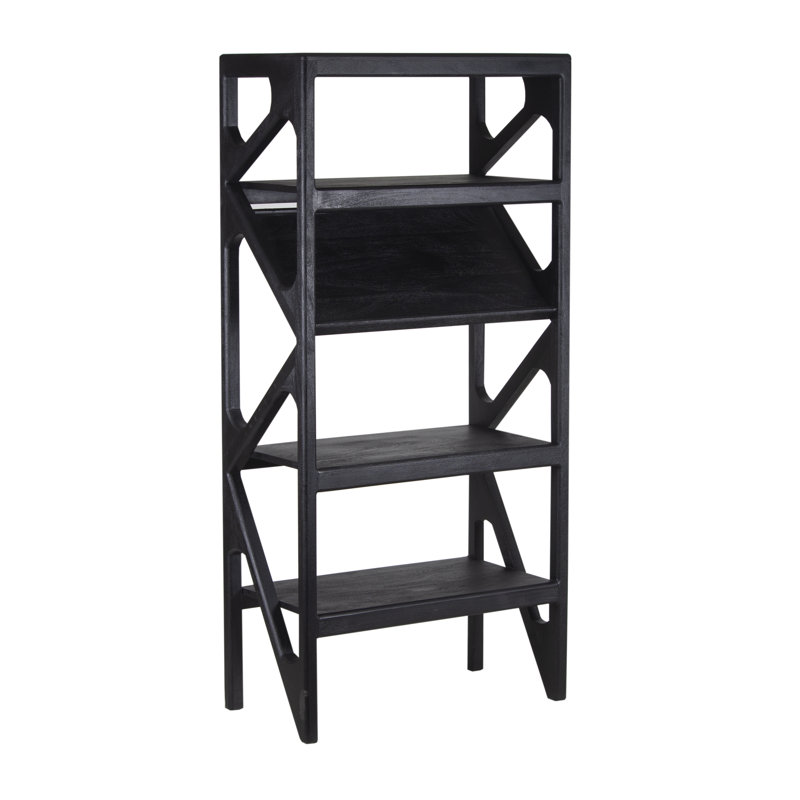 Metivier Solid Mango Wood Bookcase, Black