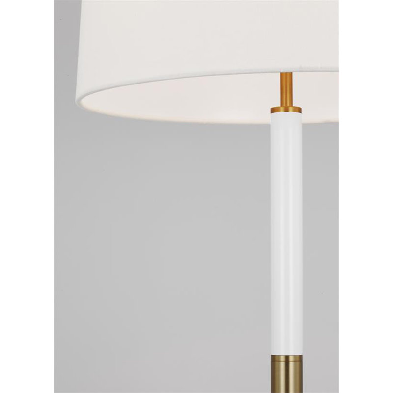 Metal Table Lamp, Burnished Brass White