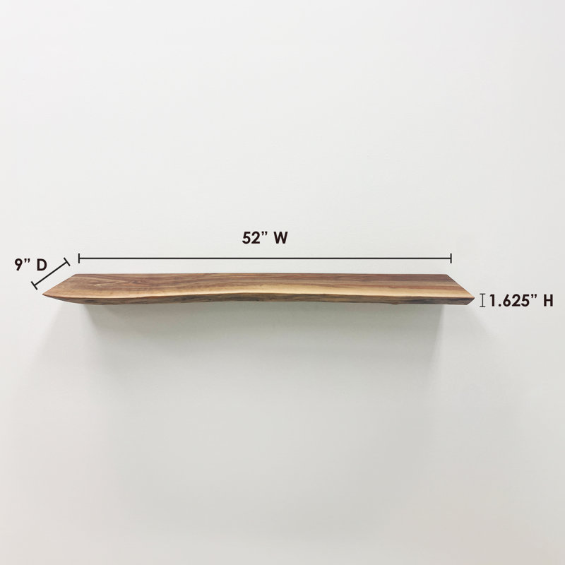 Nechemya 52In. Hard Wood Floating Shelf - Walnut, Walnut, 1.63'' H x 52'' W x 9'' D