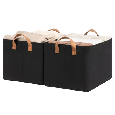 Fabric Storage Bins with Handles, Foldable Bins for Shelves, Closet, Dorm