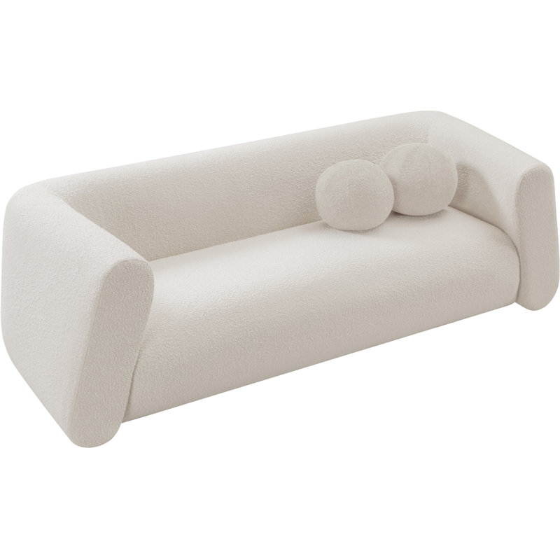Khyryn Upholstered 91'' Sofa, Cream Boucle Fabric