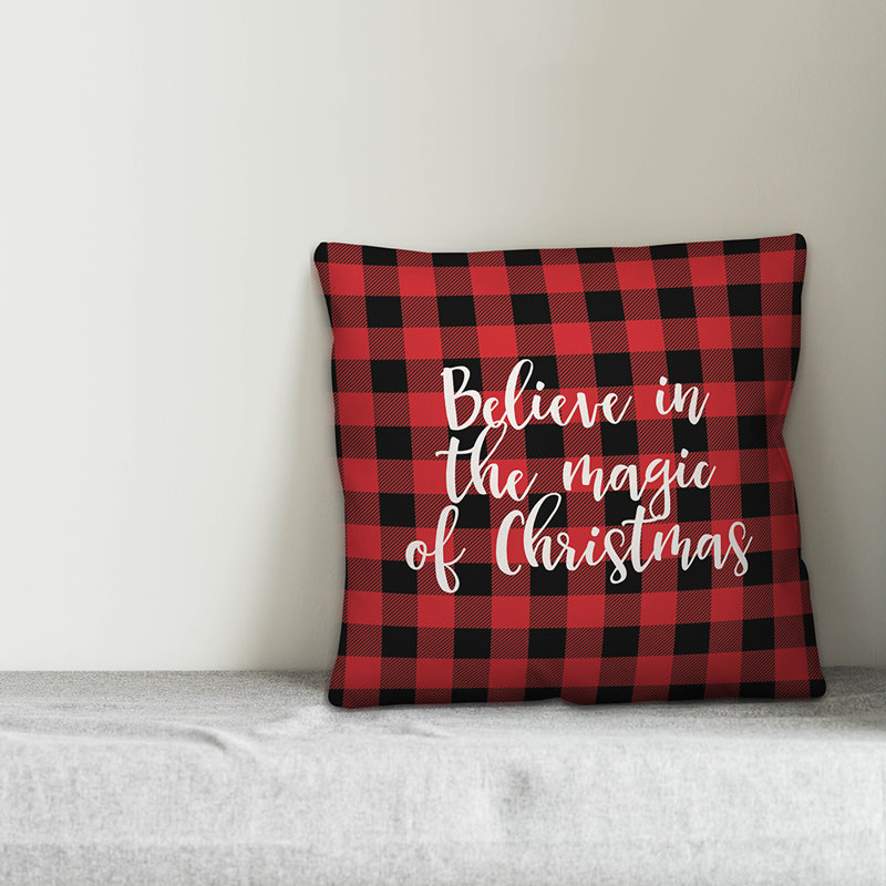  Coussin décoratif à carreaux Believe in the Magic of Christmas in Buffalo, Housse de coussin