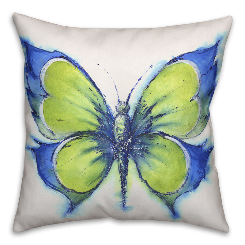  Butterfly Outdoor Throw Pillow, 18" x 18"