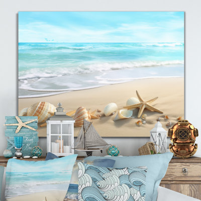 Étoile de mer et coquillages III - Décoration murale moderne plage en métal