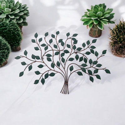 Contemporary Brammer Metal Tree Wall Art - Hand-Finished Floral Wall Décor for Indoor & Outdoor Home Spaces